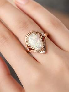 1枚优雅立方氧化锆戒指，女士款，适合婚礼、订婚、周年纪念、派对、情人节等场合佩戴。 - 1# - 查看 7