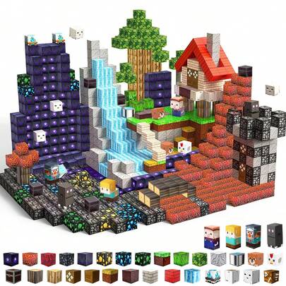 300/500pcs Magnetic Building Blocks, Magnetic Construction Toy Series, Can Build Forest Gate World, Magnetic Building Toys, STEM Sensory Toys, Adult Christmas Birthday Gift
