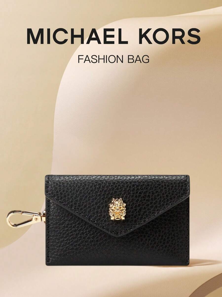 Michael Kors 小巧翻盖真皮手拿包，时尚百搭新款日常零钱包 - 黑色 - 查看 1