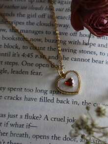 1件装奢华古典白色珐琅红锆石心形吊坠项链，适合女性、女孩、母亲节、派对、婚礼、浪漫珠宝、情人节礼物 - 吊墜項鍊 - 查看 8