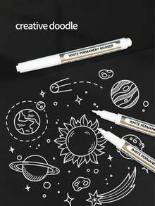 10pcs/Pack 1.0mm White Permanent Marker Pens, ART WALKER Brand, For Metal, Ceramic, Glass, Leather, Film, And Dark Materials Writing, Marking - Marker - View 7