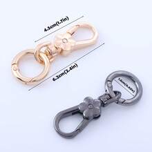 2个金属花朵旋转扣，金属龙虾扣，带钥匙圈的旋转扣，适合DIY钥匙链制作 - 黑色 - 查看 5