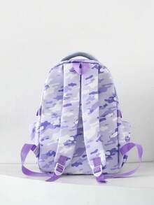New Stylish Camouflage Backpack, Versatile Large Capacity Casual Lightweight Backpack Suitable For Various Occasions - Purple - View 3