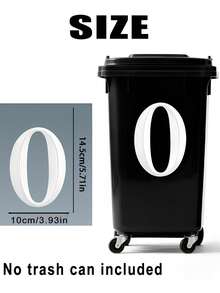 1pc Self-Adhesive White Number Sticker - 5.7 Inch (14.5cm) High Visibility Reflective Commercial Grade Trash Can Label, With Durable No-Residue Edges, Suitable For Wheeled Trash Cans, Large Garbage Bins, Car Trash Cans, Garage Organization, Great For Night Use And Strong Marking - Multicolor - View 4