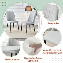 2-Stück-Paket-Stuhl, Moderner Hellgrauer Essstuhl Mit PU-Leder-Rückenpolster Und Schwarzen Metallbeinen, Geeignet Für Eine Vielzahl Von Szenen Wie Esszimmer, Küche Und Schlafzimmer. - 灰色 - 查看 5