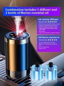 【车载配件】智能车载空气清新剂，带星空投影灯，5种工作模式，自动车载香薰机，迷你加湿器，香薰精油扩散器，浓度可调，自动启动/停止，内置电池，彩色LED灯环，USB充电，适用于汽车、办公室、卫生间、卧室、宠物房及家居装饰，6种精油可选 - C6 MAX - 查看 24