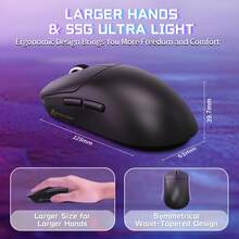 ATTACK SHARK X8 SE 55g Superlight Wireless Gaming Mouse,BK52820 Tri-Mode BT/2.4G Wireless/Wired Mouse,25000DPI,500mAh Battery,Med To Large Hand Size,5 Programmable Buttons For Pc - 彩色 - 查看 9