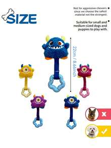 带内置哨子的吱吱作响的狗狗磨牙玩具，星形硅胶磨牙环，表面有纹理凸点，可清洁牙齿并按摩牙龈，适合中小型犬猫，宠物用品，宠物玩具 - 彩色 - 查看 3