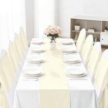 1pc Satin Table Runner, 10pcs Bowknot Chair Back Decorations, Smooth Fabric Decor Suitable For Wedding, Party, Birthday, Restaurant - Multicolor - View 8