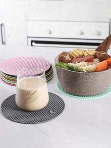 9/6/3-Pack Silicone Heat Resistant Placemats - Round Non-Slip Pot Holder Mats For Kitchen Countertops & Dining Tables, Multi-Purpose Hot Pad Trivets For Hot Dishes, Outdoor Picnics & BBQ Use - 9 cái - Xem 6