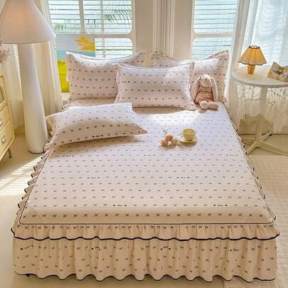 Váy giường bằng vải cotton giặt mềm, in họa tiết, thoải mái và mềm mại, không phai màu, không xù lông, không co rút, nhiều kích cỡ, phù hợp cho phòng ngủ, phòng khách, du lịch ngoài trời và mọi mùa.