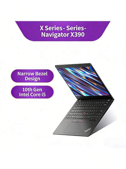 Lenovo i5-10210U 프로세서, 8GB DDR4 RAM, 256GB 고속 SSD, 300니트 고휘도, 원활한 멀티태스킹, 휴대성이 뛰어난 비즈니스/학습용 노트북 (검정색) 중고 X390 노트북.