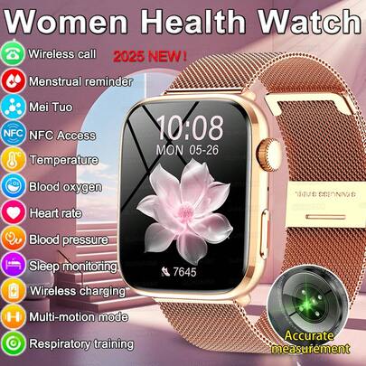 GUHUAVMI 2025 Neue Smart Watch Serie 10, 1,85" hochauflösender Full-Fit Touchscreen, Herzfrequenz-/Schlafüberwachung, kabellose Anrufe/Wahl, mehrere Sportmodi, anpassbare Hintergrundbilder, Fitness-Tracking Smartwatch für Damen und Herren