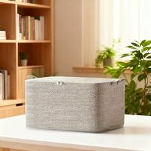 1pc Extra Large Capacity Foldable Storage Box With Lid, Home Moving Packing Basket, Space-Saving Design, Durable Non-Woven Fabric, Suitable For Under Bed, Closet & Moving - Stackable & Washable, Modern Textured Surface, Sturdy Handle, Essential For Home & Car Organization - Multicolor - View 2