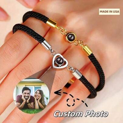 Personalized Customized Photo Projection Bracelet Couple Halloween Gift Bracelet Photo Bracelet Set Anniversary Gift Valentine's Day Gift