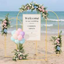3Pack Metal Arch Backdrop Stand(7.2FT/6.6FT/6FT), Decorative Balloon Arch Stand, Easy Assembly Gold Wedding Arch, Stable Backdrop Arch Stand For Wedding Ceremony, Birthday Party, BabyShower - 金色 - 查看 8