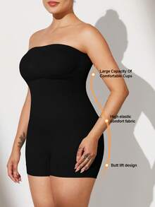 1pc Plus Size Women Seamless Shapewear, Tummy Control & Butt Lifting - Black - View 5