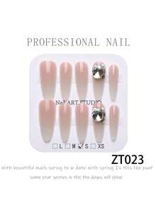 10Pcs Nude Pink Gradient Press On Nails, Stiletto Fake Nails With Diamond, Sweet Luxury Style, Budget-Friendly, Perfect For Daily & Party Looks, Easy To Use - Multicolor - View 8