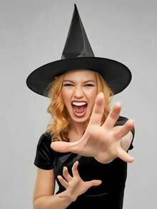 女巫帽，适合成人和青少年，万圣节礼物、圣诞节礼物、新年礼物、复活节礼物、派对礼品、新奇的万圣节、圣诞节、化装舞会、狂欢节、魔术师服装配饰 - 黑色 - 查看 10