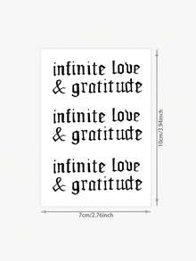 1张草本可水洗无限爱与感恩手写花卉纹身贴纸，防水、防汗、不反光，可持续1-2周 - 黑色 - 查看 6