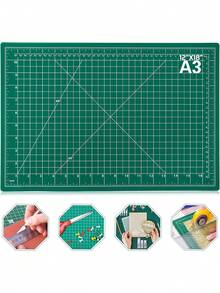 A3/A4/A5 Cutting Mat With Green Grid And Diagonal Cutting Lines - Heavy-Duty Plastic Craft Mat With Rounded Corners, Cm/Inch Scale, Grid Lines, And Cutting Guide. Suitable For Fabric, Paper, DIY, Quilting, Scrapbooking. Sturdy And Durable Precision - Green - View 1