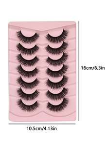 7 Pairs Natural Curly False Eyelashes, Women's Faux Mink Cartoon Style Cat Eye False Eyelashes, Makeup Tools - Black - View 3