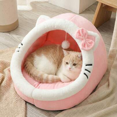PETSIN 1个可爱猫窝，适用于室内猫咪，可水洗宠物屋，温暖宠物洞穴床，也适用于兔子、幼犬和猫咪。