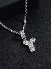 A-Z Bling Bling Letter Pendant Necklace, Cubic Zirconia 26 Alphabet Pendant Necklace With Twisted Chain, Unisex Fashion Hip Hop Jewelry Gift For Friends - Fashionable Rock Candy Letter Pendant Necklace - View 9