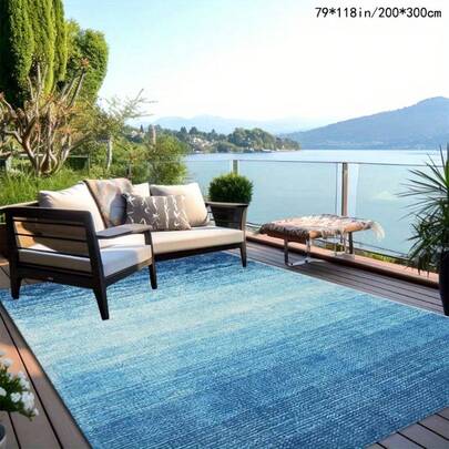 1pc Gold Diamond Velvet + 850g/㎡ + Pointed Stucco Bottom Printed Carpet, Modern Blue Ocean Style, Non-Slip And Durable, Retro Bohemian Modern Holiday Carpet, Moroccan Washable For Yard, Patio, Balcony, Picnic Outdoor Decor, Study Entrance Hall Indoor Carpet Mat, Long Corridor Carpet