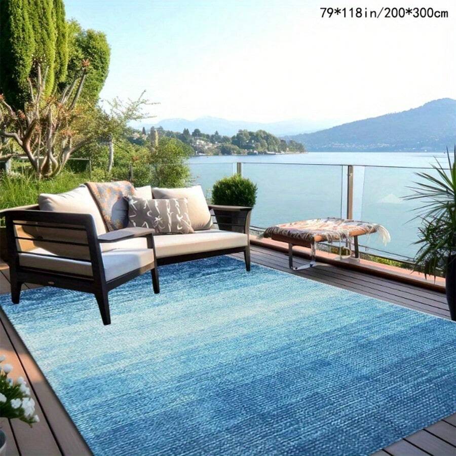 1pc Gold Diamond Velvet + 850g/㎡ + Pointed Stucco Bottom Printed Carpet, Modern Blue Ocean Style, Non-Slip And Durable, Retro Bohemian Modern Holiday Carpet, Moroccan Washable For Yard, Patio, Balcony, Picnic Outdoor Decor, Study Entrance Hall Indoor Carpet Mat, Long Corridor Carpet - Multicolor - View 1