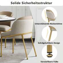 2 St Moderner Stuhl Mit Schrägstuhlbein Und Verstellbare Füße , Ideal Für Wohnzimmer, Offene Bürofläche, Esszimmer (Beige+Khaki) - 白色 - 查看 2