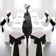 1pc Satin Table Runner, 10pcs Bowknot Chair Back Decorations, Smooth Fabric Decor Suitable For Wedding, Party, Birthday, Restaurant - Multicolor - View 18