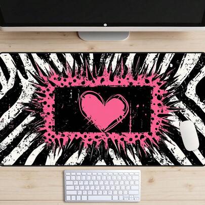 1 Pc Punk Rock Princess Desk Mat, Y2k Girl Desk Pad, Pop Punk Desk Topper, Pretty Grunge Mousepad, 90's Soft Grunge Laptop Mat, Zebra Print Gaming Mouse Pad, Non-Slip Desk Pad For Laptop Computer Keyboard, Office Decor