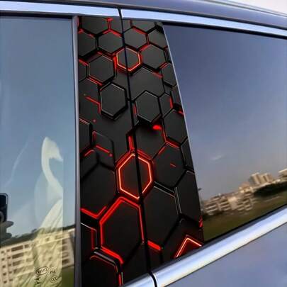 مجموعة من ملصقين للسيارة بنمط مربعات، مناسبة لجميع أنواع المركبات، ملصقات فينيل زخرفية مقاومة للماء والخدوش، مصممة لأعمدة الأبواب الخلفية للسيارة، سهلة التركيب ذاتية اللصق، تصميم فضائي، ملصقات زخرفية لأبواب السيارة