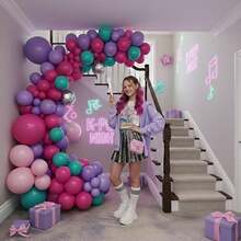 Set di 125 palloncini a tema concerto K-Pop, include palloncini in lattice rosa brillante, rosa chiaro, viola e blu. Perfetto per feste di compleanno, addii al celibato/nubilato, feste disco e feste a tema concerto. - Multicolore - Visualizzare 6