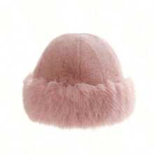 1pc Women's Winter Plush Bucket Hat, Women's Fashionable Thick Hat, Winter Warm Hat, Can Be Paired With Wool Coat, Winter Clothing Winter Outfits - Multicolor - View 9