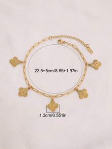 1pc Stainless Steel Four Leaf Clover Pendant Anklet For Women Chain Ankle Bracelet On Leg Foot Beach Jewelry Gift - Anklets - View 7