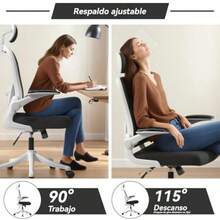 VIDITA Silla de Oficina ergonómica Respaldo Alto Malla Transpirable reposabrazos Ajustables Blanco y Negro - Blanco Y Negro - Ver 5