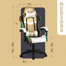 PLAY FEVER Silla Gamer PlayFever Delta Luz RGB Escritorio Ergonómica Reclinable y Ajustable Soporte Lumbar y Espalda Estilo y Funcionalidad Dorado - Dorado - Ver 2