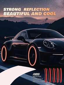 炫彩轮毂贴纸 - 耐用ABS树脂条纹，柔和色调，易撕，适用于汽车和摩托车、夜间骑行、汽车俱乐部以及日常DIY装饰升级。 - A - 查看 2