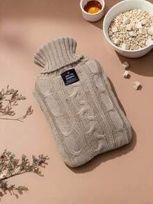 1pc 1000ml/2000ml Pink Khaki Smoke Gray Knitted Hot Water Bag With Water Injection For Foot And Stomach Warming And Hot Compress - Multicolor - View 8