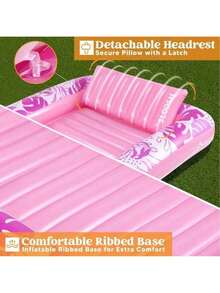 85" X 57" Extra Large Adult Inflatable Pool Float Lounger With Pillow, 4-In-1 Inflatable Sunbathing Raft Floating Bed, Water Inflatable Ball Pool Party Gift - Multicolor - View 6