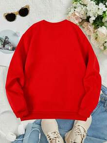 Disney Mickey Mouse Friends Pattern Prints, Soft And Warm Girls' Hoodie, Suitable For Daily Casual Wear, Family Outings And Other Scenarios. - 紅色 - 查看 2