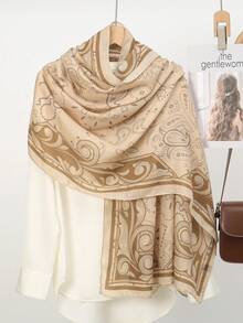 1条女士复古佩斯利花纹围巾，羊绒披肩，头巾，柔软舒适轻盈透气长围巾，波西米亚佩斯利提花围巾，波西米亚风时尚披肩，多功能休闲披肩/小围巾，多功能头巾，适合日常穿着和搭配连衣裙 - 彩色 - 查看 2