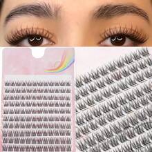 LIMEIKAI 120 Stück natürlich aussehende einzelne Büschel Wimpern, wischige gekreuzte Wimpern mit Fischschwanz-Design, weich und leicht, perfekt für tägliches oder Pendler-Make-up, mehrmals wiederverwendbar - C - Übersicht 5