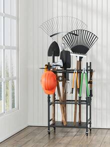 1pc Garden Tool Rack With Wheels, Versatile Wheeled Storage Organizer With Steel Construction, Equipped With Multiple Hooks, Ideal For Sorting And Storing Long-Handled Tools, Rakes, Brooms, And Garden Accessories, Perfect For Garages, Yards, Storage Units, And Workshop Spaces, Enhancing Organization, Accessibility, And Clean, Clutter-Environments, , Rust-Resistant Design; Space-Saving Profile; Easy Maneuverability; Secure Hooks And Adjustable Rack Sections; Dust-Resistant Finish; Converts Any Garage, Yard, Or Storage Unit Into Orderly, Accessible Work Zones - Multicolor - View 4