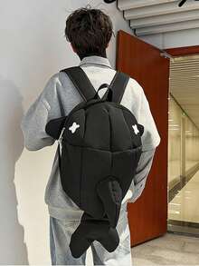 1pc Black/White/Gray Nylon Dinosaur/Shark Shaped Creative Cartoon Backpack/Shoulder Bag/Crossbody Bag For Men, College Students, Cute & Fashionable Personality Casual Streetwear Travel Bag, Large Capacity Fits Phone, Tablet, Books, Water Bottle, Adjustable Strap, Versatile Carrying - Multicolor - View 19
