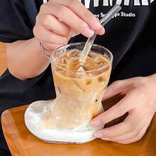 透明玻璃杯，创意靴子图案，个性化果汁/啤酒/咖啡/冷饮杯 - 彩色 - 查看 2