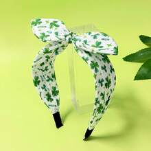 1pc St. Patrick's Day Green Shamrock Headband With Bow, Party Festival Hair Accessory - Multicolor - View 11