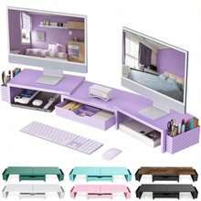 Gianotter - Soporte para monitor doble organizador de computadora con cajón y 2 soportes para bolígrafos rosa - Morado - Ver 1
